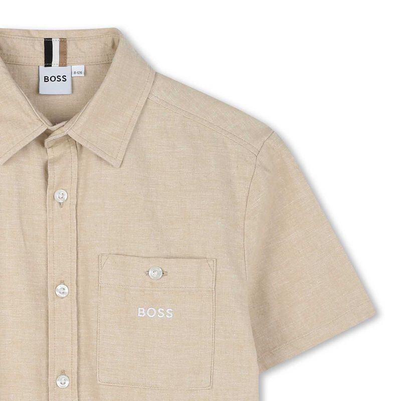 BOSS Short-Sleeved Linen Cotton Shirt 4Y - 10Y image number 2